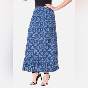 Shopping Network Boutique Navy Blue Floral Maxi Dress